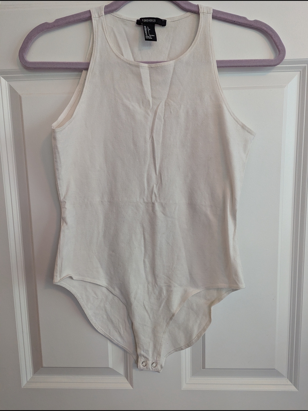 Forever 21 Ivory Scoop Neck Ribbed Bodysuit